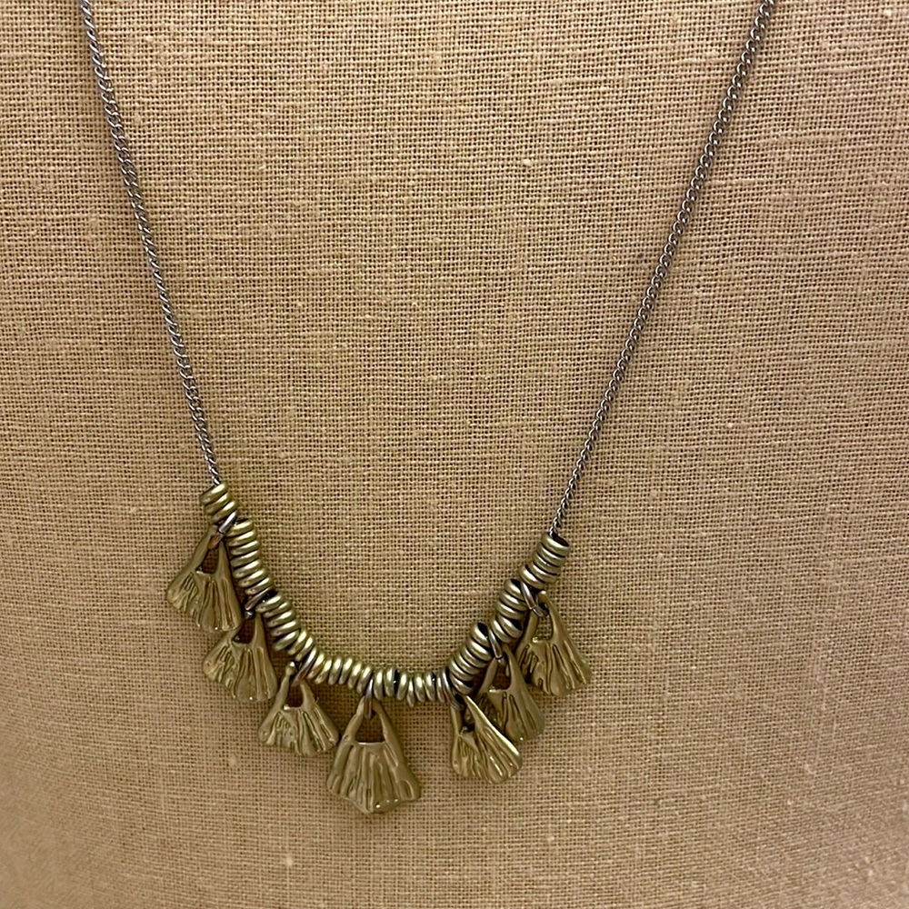 Banana Republic Mixed Metals Gingko Leaf Long Necklace